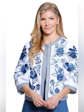 John Mark floral embroidered reversible jacket
